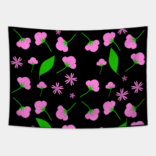 Pink Floral Blooms Pattern Tapestry