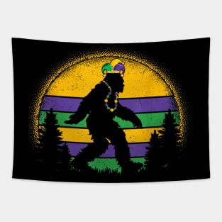 Mardi Gras Bigfoot Funny Kids Men Sasquatch Mardi Gras Tapestry