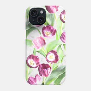 Deep Magenta Tulips on Creamy Peach Phone Case