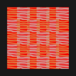 Contemporary Retro Orange Pink Red Abstract Fibres Pattern T-Shirt