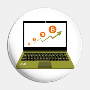 realistic laptop vector illustration display bitcoin assets Pin