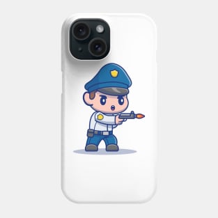 Cute Policeman Shooting With Gun Phone Case