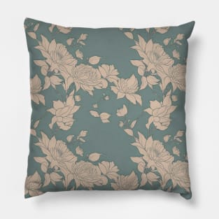 seamless tiled floral trees abstract soft paint Japanese style unique Pillow