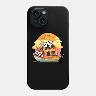 Retro Panda Boat Captain Family Cruise Vacation Phone Case