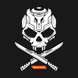 Mecha cyberpunk robot skull with machete T-Shirt