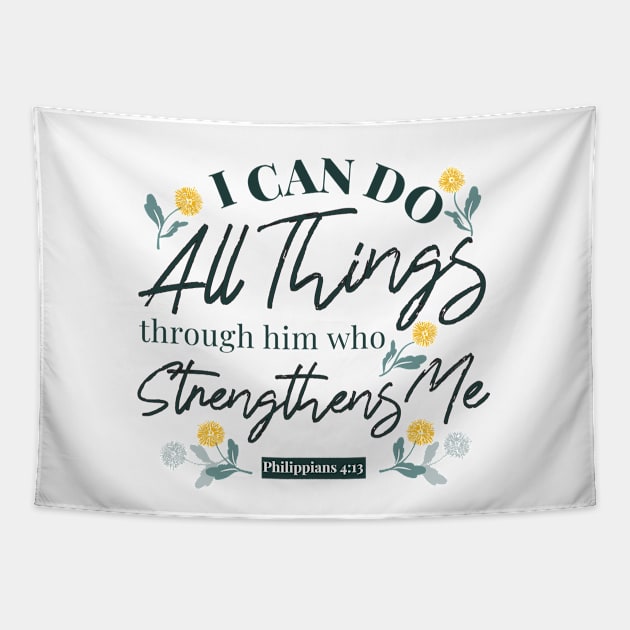 Philippians 4:13 White Ver Tapestry by FlinArt