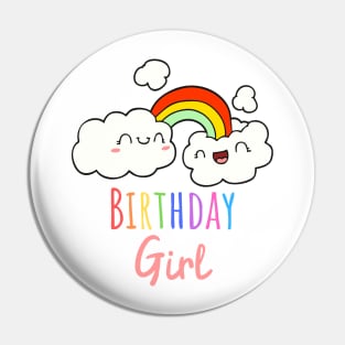 Cute Birthday Girl Rainbow Design Pin
