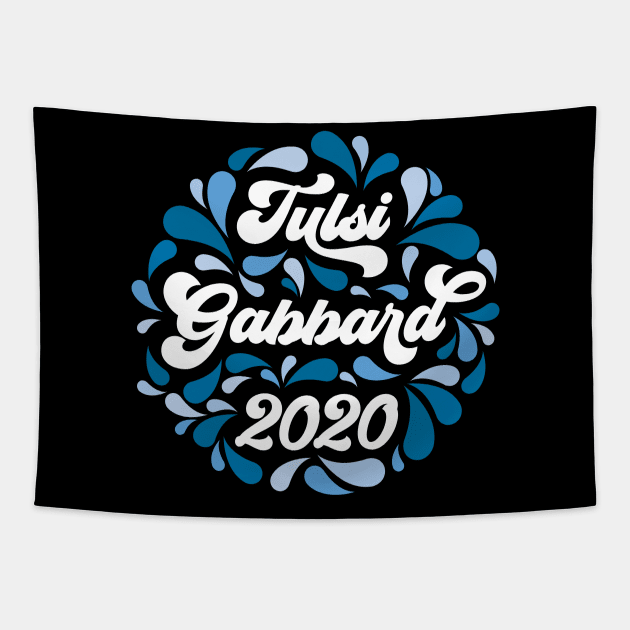 Tulsi Gabbard 2020 Blue Retro Paisley Tapestry by KimberMaddox