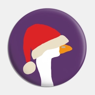 Abstract Portrait Gaming Goose in Stolen Christmas Santa Hat Pin