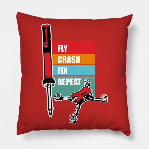 fly crash fix repeat Pillow by BAJAJU