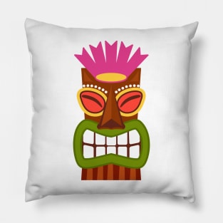 Tiki God Statue Cartoon Illustration Pillow