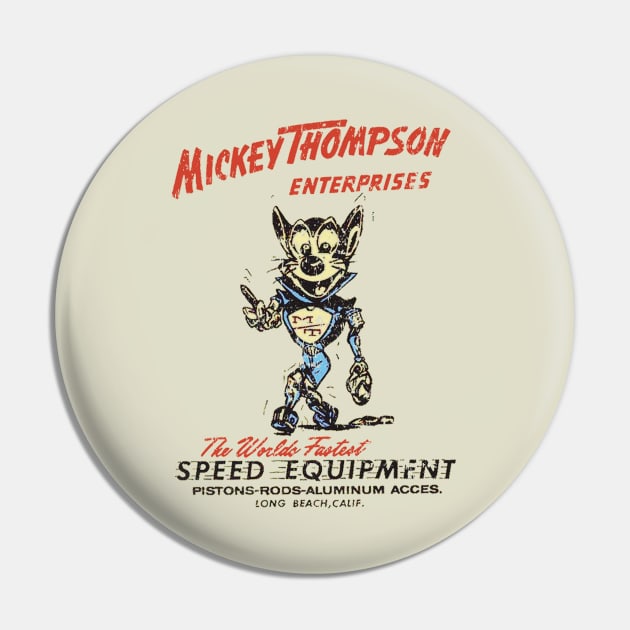 Mickey Thompson Enterprises Speed Equipment Drag Racing Cat Pin by retropetrol