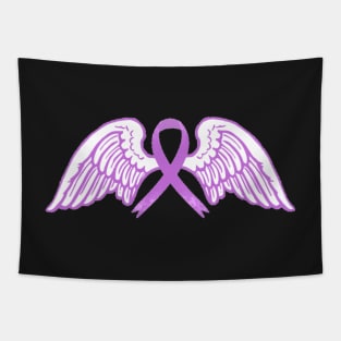 Light Purple/Pink Awareness Ribbon with Angel Wings Tapestry