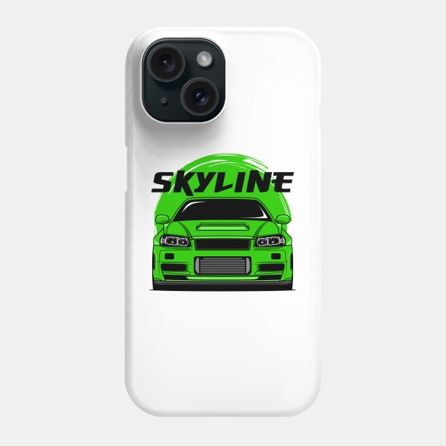 Green Skyline R34 Phone Case by GoldenTuners