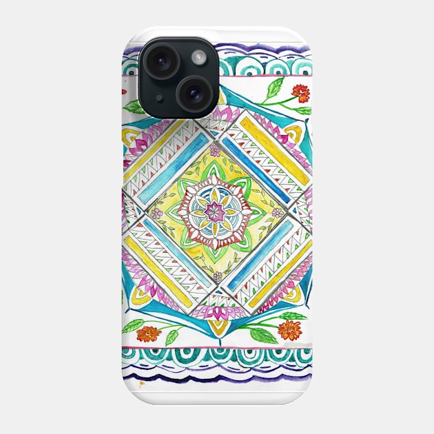 Flowers in the Sun Watercolor Mandala Phone Case by mangalamart