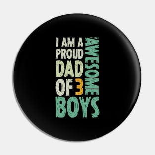 Dad of 3 Boys Dad Gifts From Son For Fathers Day Pin