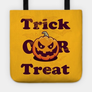 Funny Halloween Gift Trick or treat with scary pumpkin face for men and women Tote