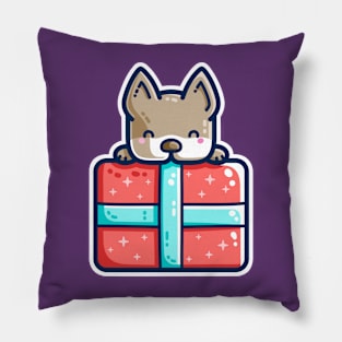 Paws-itively Cute Dog And Present Pillow