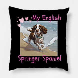 English Springer Spaniel on the beach Pillow