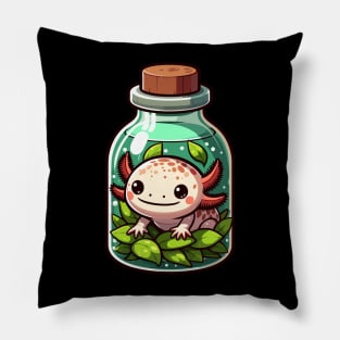 Kawaii Axolotl in Water Plant Bottle Pillow