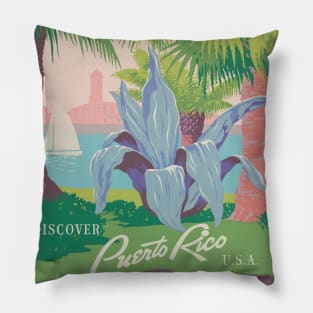 Discover Puerto Rico U.S.A. poster Pillow