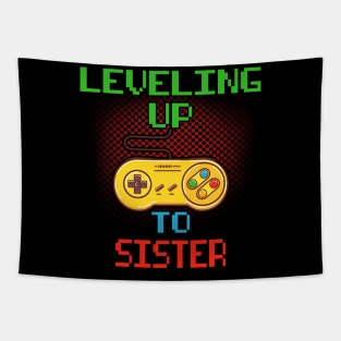 Promoted To Sister T-Shirt Unlocked Gamer Leveling Up Tapestry