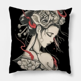 Kitsune Aesthetic Vintage Bushido Retro Geschenk Pillow