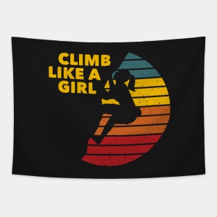 Climb Like a Girl Rock Climbing Bouldering Colorful Tapestry