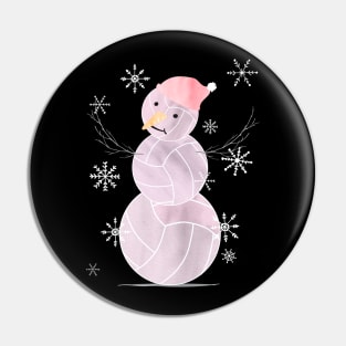 Cute Watercolor Pastel I Love Volleyball Snowman in Mauve Pin