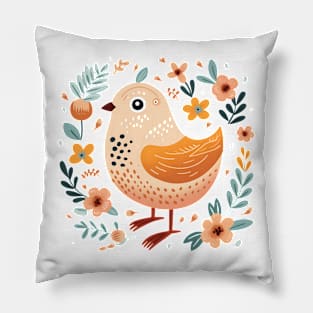 Scandinavian Folk Art Bird Pillow