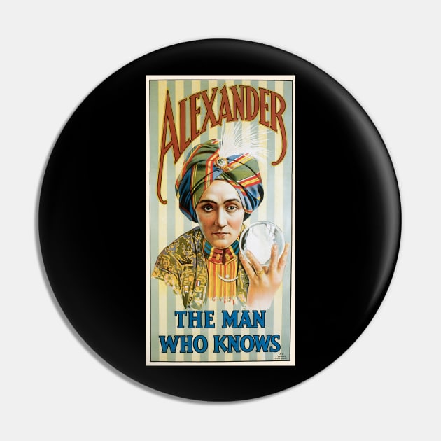 Vintage Magic Poster Art, Alexander, the Man Who Knows Pin by MasterpieceCafe