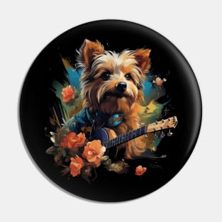 Australian Terrier Playing Guitar Pin