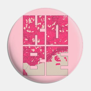 Kobe, Japan City Map Typography - Blossom Pin