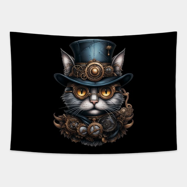 Cat Halloween Steampunk for Cat Lover Tapestry by Omarzone