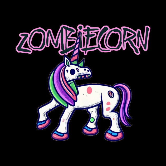 Horror Zombie Unicorn Drawing - Macabre Fantasy Art by Soulphur Media