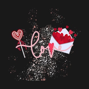 Valentine Love Splash with Hearts and Glitter T-Shirt