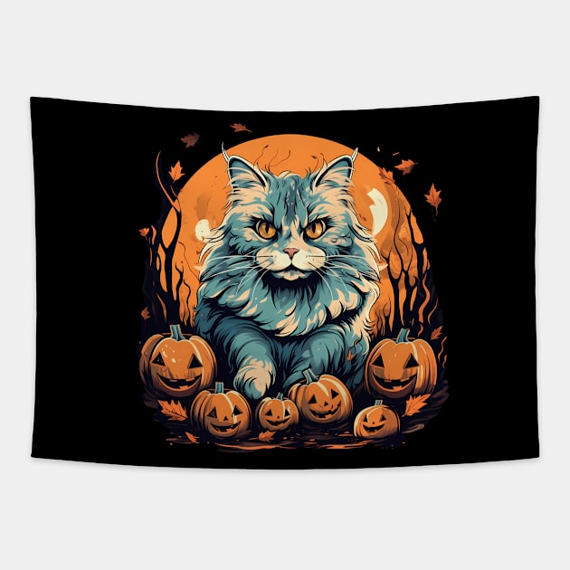 Siberian Cat Halloween, Cat Lover Tapestry by dukito