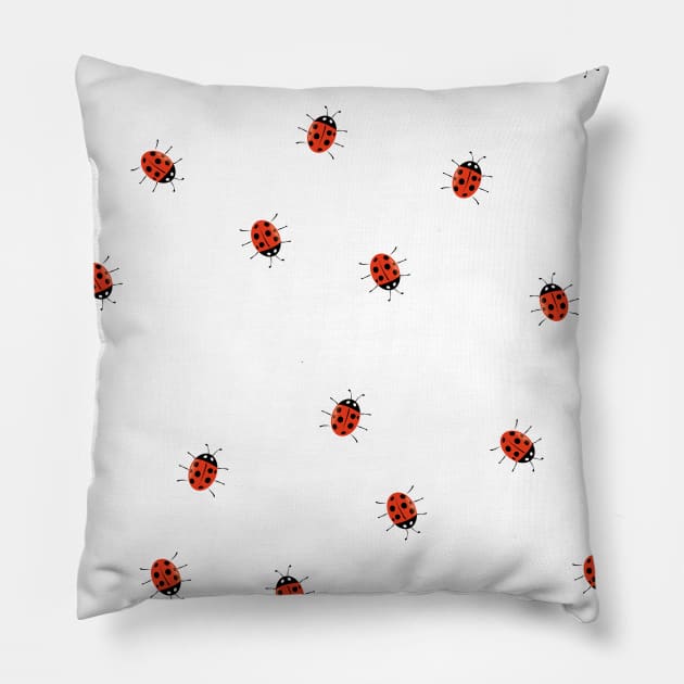 Ladybird Bug pattern cartoon Pillow by nickemporium1