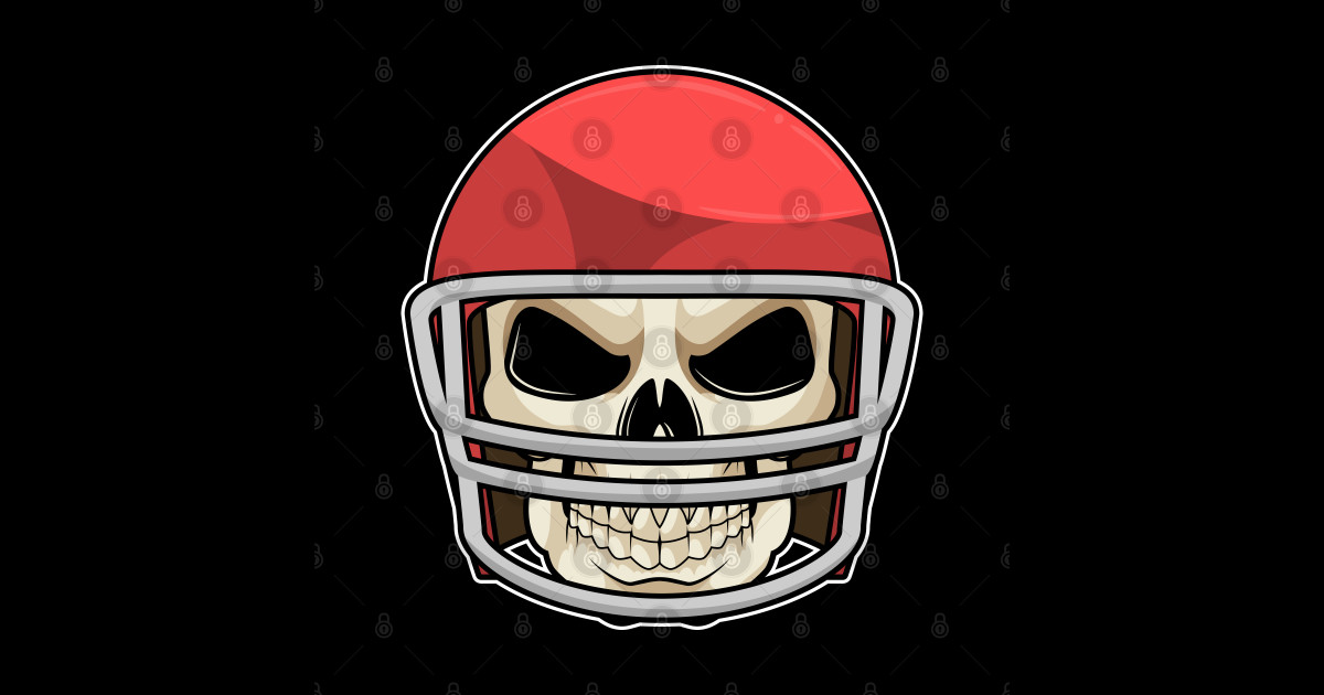 Skull Football Helmet Football Sticker TeePublic