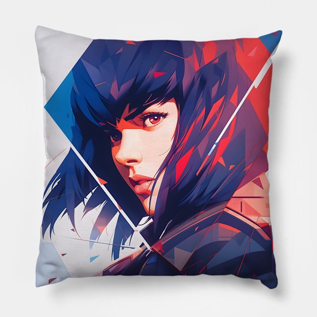 Cybernetic Journeys: Ghost in the Shell Aesthetics, Techno-Thriller Manga, and Mind-Bending Cyber Warfare Art Pillow by insaneLEDP