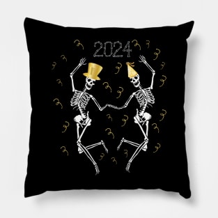 Skeleton New Years Eve 2024 Pillow