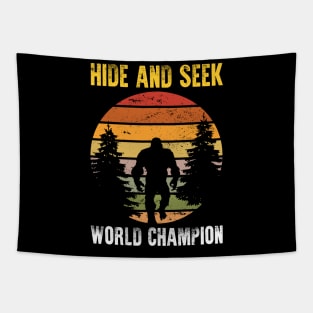 Retro Bigfoot Hide & Seek World Champion Tapestry