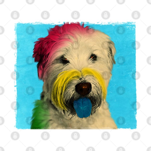 Colorful Pop Art Dog who Looks Like Albert Einstein by ibadishi