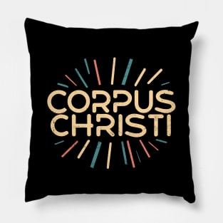 Corpus Christi Texas City Retro Design Pillow