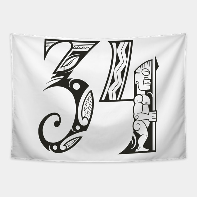 Tribalnumbers Tatto 34 Tapestry by TattoVINTAGE