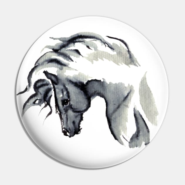 Gray Horse Watercolor Pin by RavensLanding