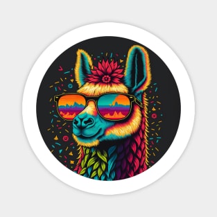 Chilled-Out Llama with Colorful Shades Magnet