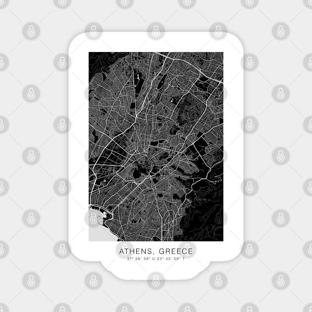 athens map poster minimalist Magnet by Genetics art