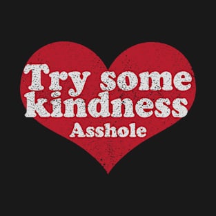 Try Some Kindness Asshole Funny Heart Distressed Vintage T-Shirt