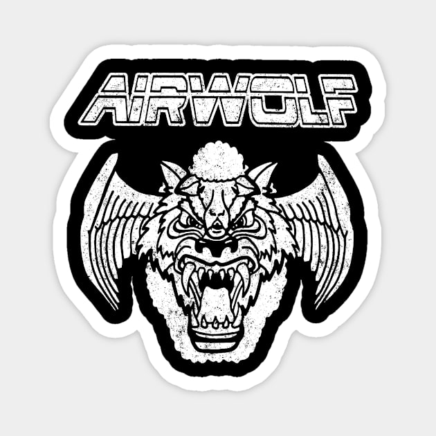 Airwolf Vintage White Magnet by RetroPixelWorld